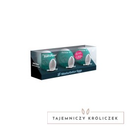 Satisfyer Eggs Zestaw 3 sztuk - silikonowa powierzchnia, rożne tekstury Satisfyer