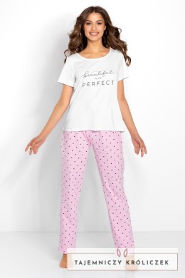 Piżama Flawless White-Pink XL Momenti Per Me