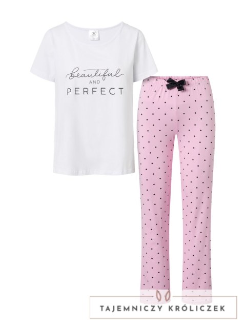Piżama Flawless White-Pink XL Momenti Per Me