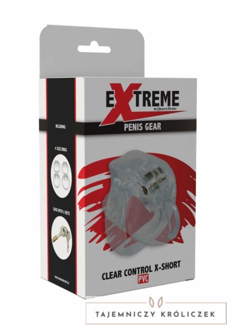 EXTREME by HIDDEN DESIRE Clear Control X-Short - przezroczysta klatka, 4 rozmiary pierścieni Hidden Desire