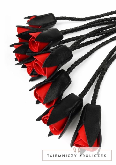 Hidden Desire Genuine Leather Roses Whip elegancki bat z rączką i motywem roż Hidden Desire