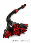 Hidden Desire Genuine Leather Roses Whip elegancki bat z rączką i motywem roż Hidden Desire