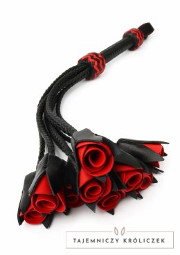 Hidden Desire Genuine Leather Roses Whip elegancki bat z rączką i motywem roż Hidden Desire