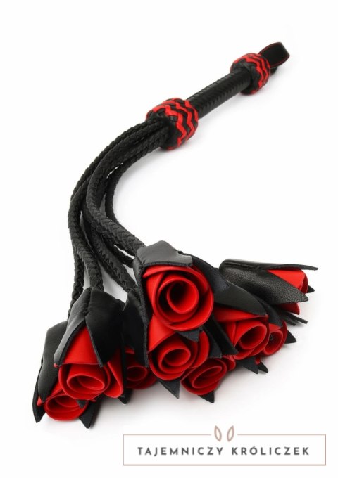 Hidden Desire Genuine Leather Roses Whip elegancki bat z rączką i motywem roż Hidden Desire