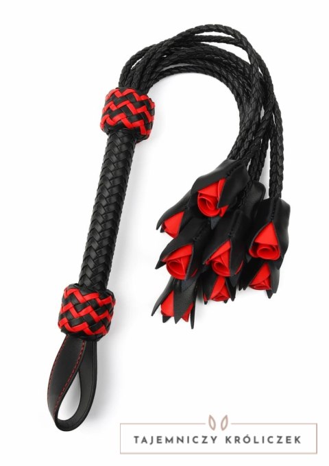 Hidden Desire Genuine Leather Roses Whip elegancki bat z rączką i motywem roż Hidden Desire