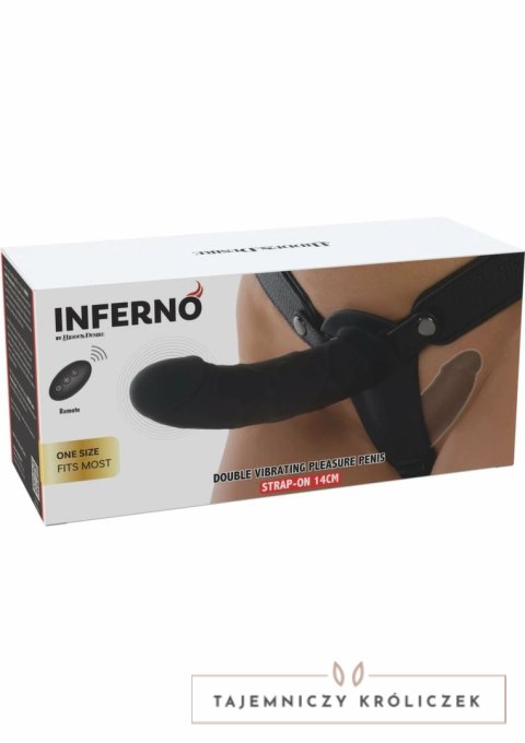 Hidden Desire INFERNO Double Vibrating Strap-On Silicone 14 cm - podwojna stymulacja, pilot Hidden Desire