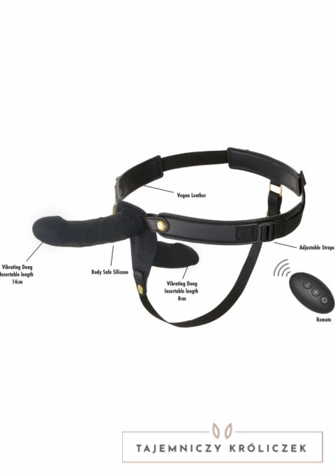 Hidden Desire INFERNO Double Vibrating Strap-On Silicone 14 cm - podwojna stymulacja, pilot Hidden Desire