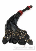 Hidden Desire Leather Cat-o-Nine Whip skorzany bicz z ćwiekami, czarno-czerwony Hidden Desire