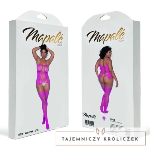 Mapele Bodystocking Fishnet Kwiatowy Queen Size Rożowy Mapale