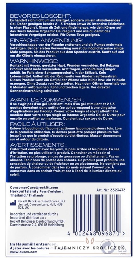 Durex Intense Żel Intymny dla Kobiet 10ml - Wzmacniająca Formuła Durex