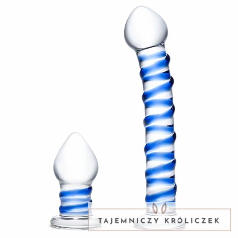 Szklane dildo i plug analny - Glas Double Penetration Set Glas