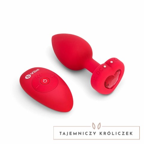 Zdalnie sterowany plug analny - B-Vibe Vibrating Heart Plug M/L Red B-Vibe