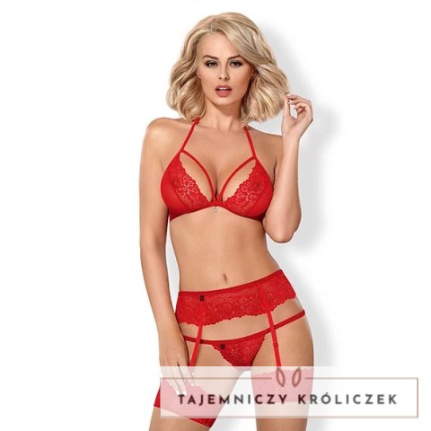 Zestaw trzyczęściowy - Obsessive 838 Set Red S/M Obsessive