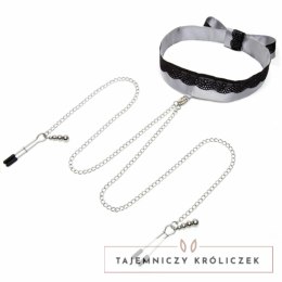 Obroża z zaciskami na sutki - Fifty Shades of Grey Play Nice Satin Collar & Nipple Clamps Fifty Shades of Grey