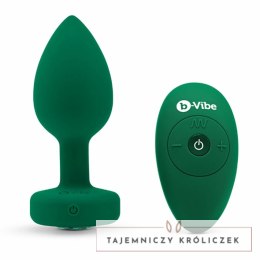 Zdalnie sterowany plug analny - B-Vibe Vibrating Jewel Plug M/L Emerald B-Vibe