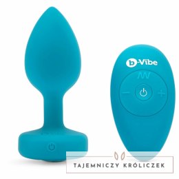 Zdalnie sterowany plug analny - B-Vibe Vibrating Jewel Plug S/M Aquamarine B-Vibe