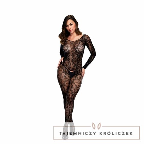 Bodystocking z otwartym krokiem - Baci Longsleeve Crotchless Bodystocking One Size Baci