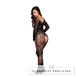 Bodystocking z otwartym krokiem - Baci Longsleeve Crotchless Bodystocking One Size Baci