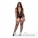 Bodystocking - Baci Corset Front Suspender Fishnet Bodystocking Queen Size Baci