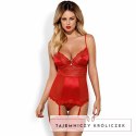 Gorset i stringi - Obsessive Lovica Corset & Thong Red L/XL Obsessive