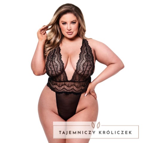 Baci - Seksowne Koronkowe Body Z Dekoltem Czarne Queen Baci