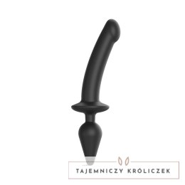 Strap-On-Me - Dwustronne Dildo Z Korkiem Analnym Czarne XXL Strap-On-Me