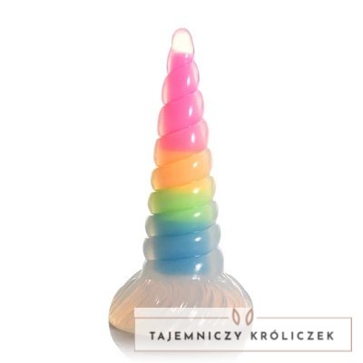 Świecące w ciemności tęczowe silikonowe dildo XR Brands XR Brands