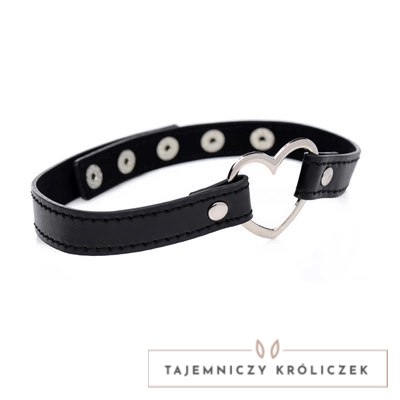 XR Brands - Czarny Choker w kształcie serca chromowanego XR Brands