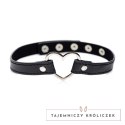 XR Brands - Czarny Choker w kształcie serca chromowanego XR Brands