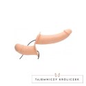 XR Brands - Wibrujące, podwójne dildo z uprzężą XR Brands