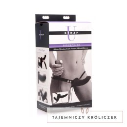 XR Brands - Wibrujące, podwójne dildo z uprzężą XR Brands