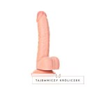 RealRock - Zakrzywione realistyczne dildo z jądrami i przyssawką 18 cm RealRock by Shots