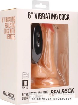 RealRock - Wibrujące realistyczne dildo z jądrami - z pilotem 15 cm RealRock by Shots