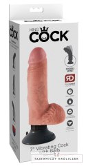 King Cock - Realistyczny Wibrator Z Jądrami I Przyssawką 18 CM Jasny Kolor Skóry King Cock