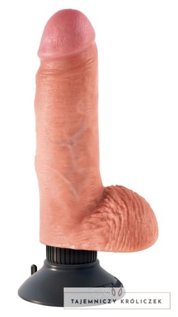 King Cock - Realistyczny Wibrator Z Jądrami I Przyssawką 18 CM Jasny Kolor Skóry King Cock