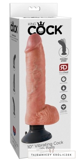 King Cock - Realistyczny Wibrator Z Jądrami I Przyssawką 25 CM Jasny Kolor Skóry King Cock