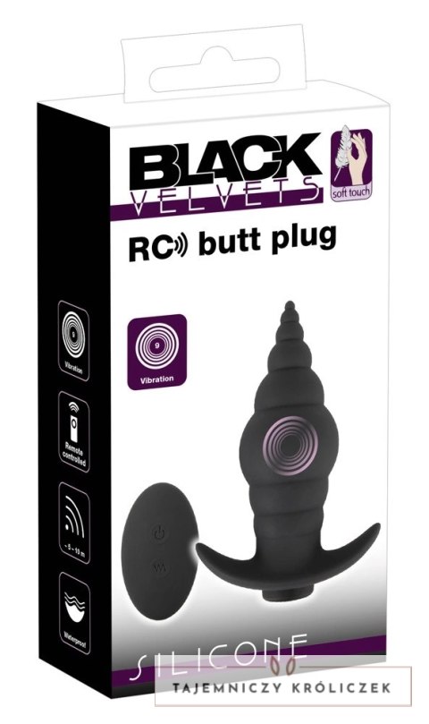 Black Velvets - Plug Analny W Kształcie Stożka Z Pilotem Czarny Black Velvets