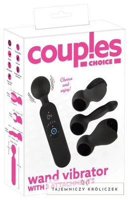 Couples Choice - Masażer Łechtaczki Z 3 Wymiennymi Końcówkami Czarny Couples Choice