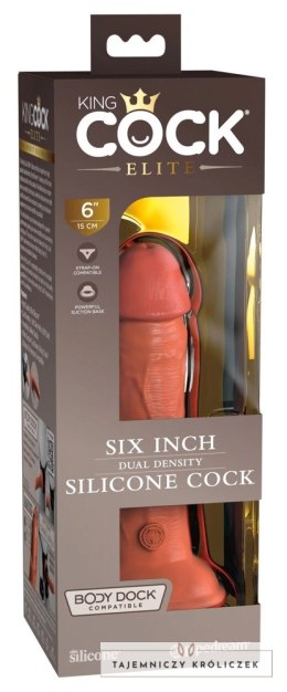 King Cock Elite - Realistyczne Silikonowe Dildo Z Przyssawką 15 CM Ciemny Kolor Skóry King Cock Elite