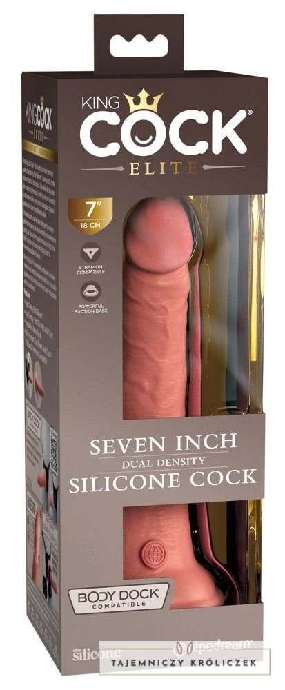 King Cock Elite - Realistyczne Silikonowe Dildo Z Przyssawką 18 CM Jasny Kolor Skóry King Cock Elite