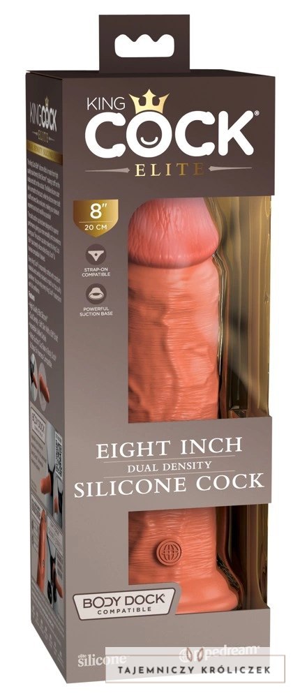 King Cock Elite - Realistyczne Silikonowe Dildo Z Przyssawką 20 CM Ciemny Kolor Skóry King Cock Elite