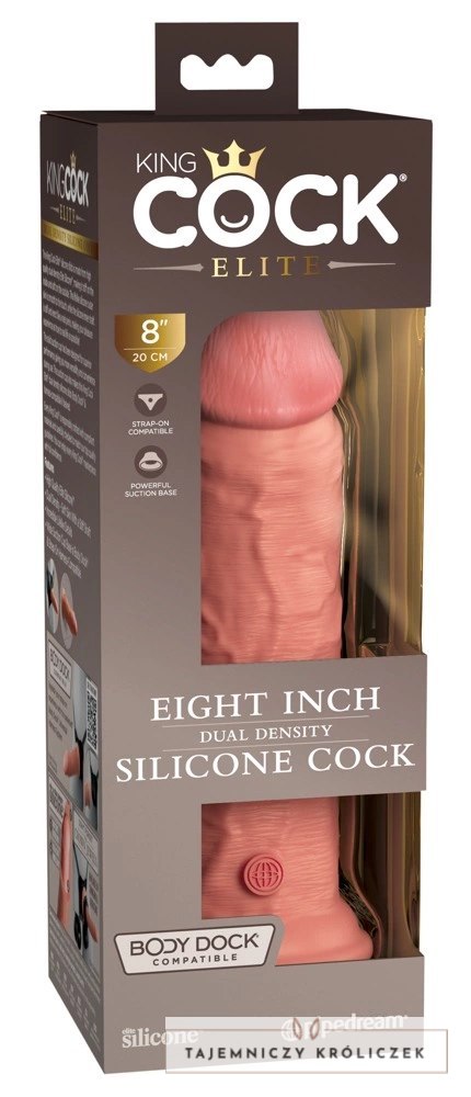 King Cock Elite - Realistyczne Silikonowe Dildo Z Przyssawką 20 CM Jasny Kolor Skóry King Cock Elite