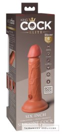 King Cock Elite - Realistyczny Silikonowy Wibrator Z Przyssawką 15 CM + Pilot Ciemny Kolor Skóry King Cock Elite