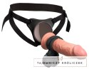 King Cock Elite - Uprząż Strap-On Z Realistycznym Dildo 20 CM Jasny Kolor Skóry + Pierścień Na Penisa Z Wahającymi Się Jądrami C King Cock Elite