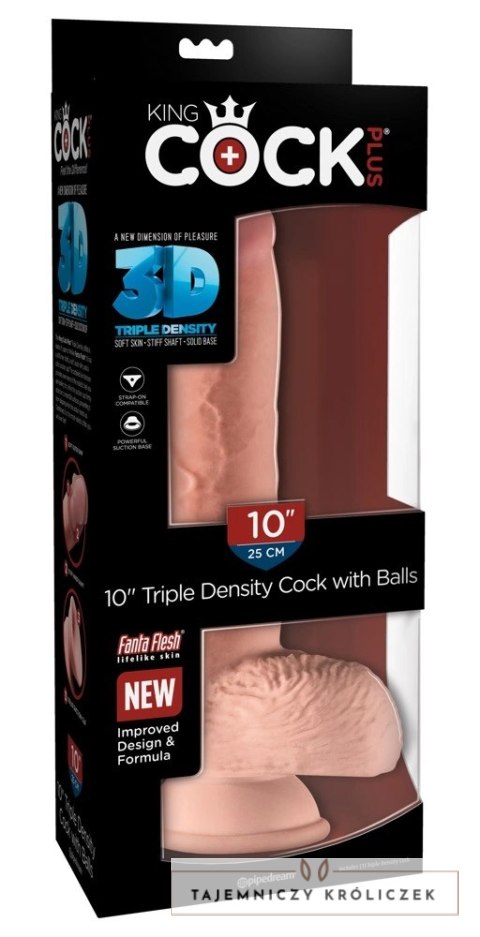 King Cock Plus - Realistyczne Dildo Z Jądrami I Przyssawką 25 CM Jasny Kolor Skóry King Cock Plus