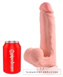 King Cock Plus - Realistyczne Dildo Z Kulkami W Jądrach I Przyssawką 22,9 CM Jasny Kolor Skóry King Cock Plus