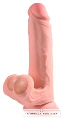 King Cock Plus - Realistyczne Dildo Z Kulkami W Jądrach I Przyssawką 22,9 CM Jasny Kolor Skóry King Cock Plus