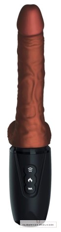 King Cock Plus - Realistyczny Wibrator Z Funkcją Ciepła I Wstrząsów 19 CM Ciemny Kolor Skóry King Cock Plus