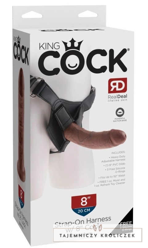 King Cock - Realistyczne Dildo Strap-On 20 CM Ciemny Kolor Skóry King Cock