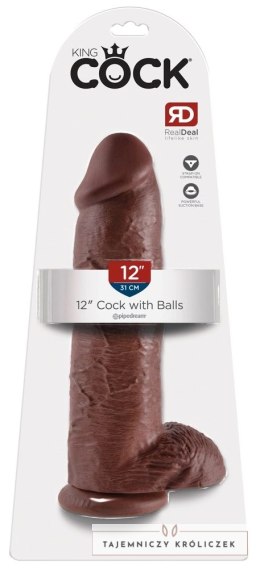 King Cock - Realistyczne Dildo Z Jądrami Brązowe 30 CM King Cock